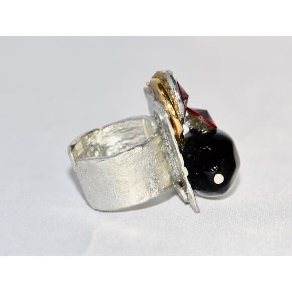 J Jansen Brutalist Gold and Silver Statement Ring Size 7 RARE!!! - Picture 4 of 7